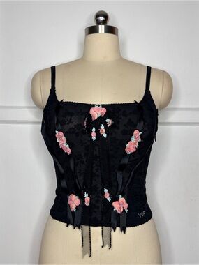 VDP black and pink rosette corset